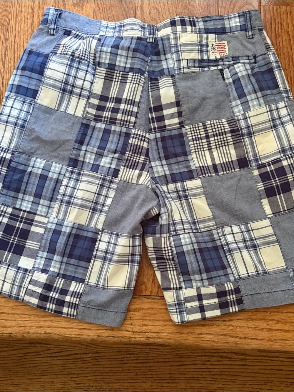 Vintage 90s Nautica Madras Patchwork Chino Shorts Mens 34 Nautical Y2K Prep 9”